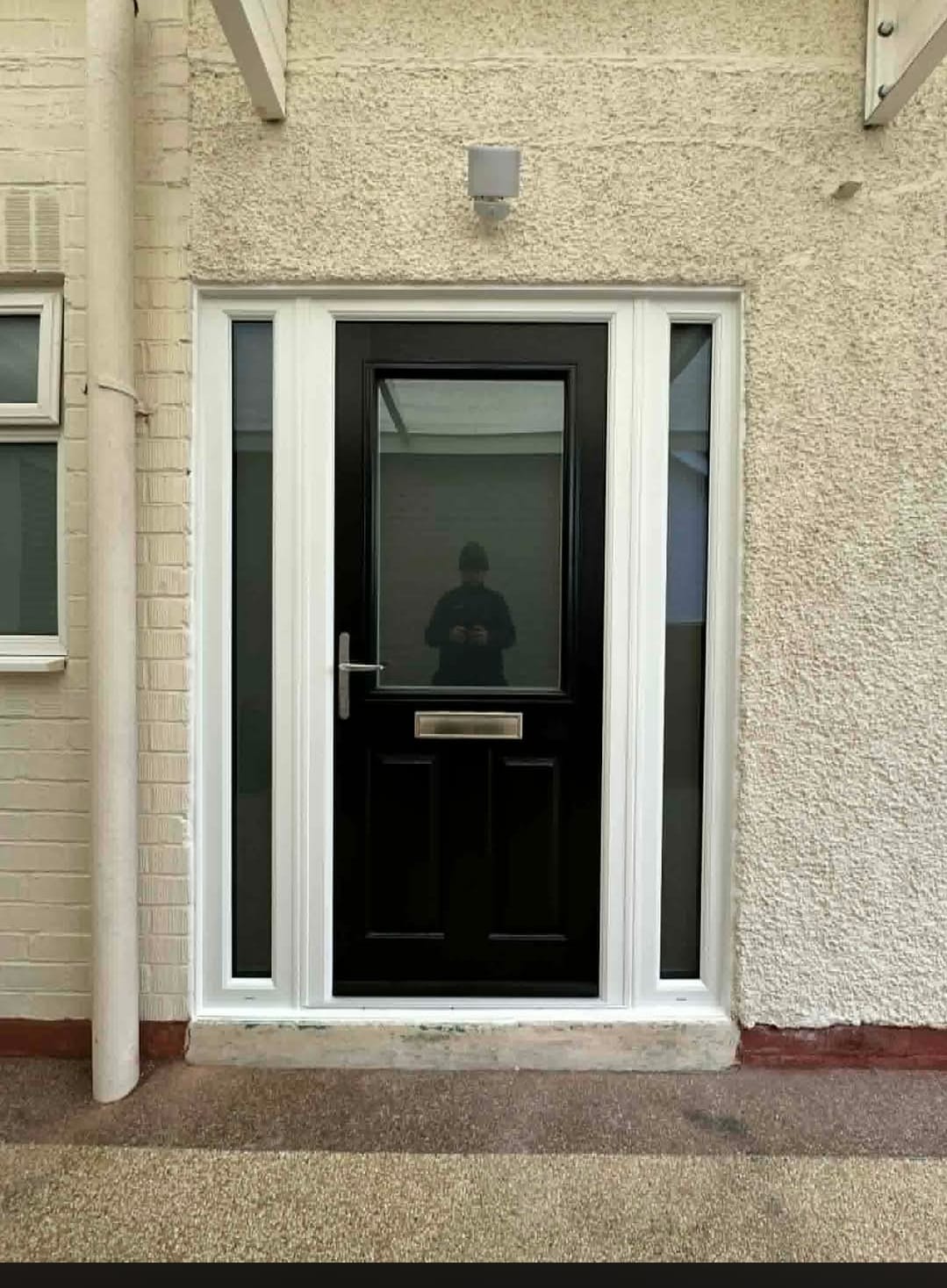 Completed black front door replacement in Portlaoise, Laois | Farrell Exteriors